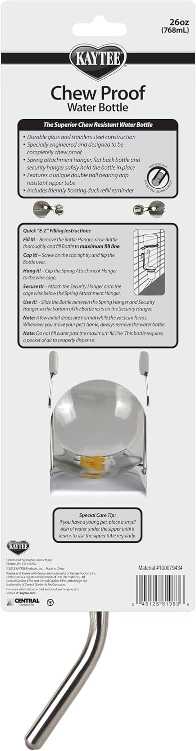 image:imageKaytee ChewProof Water Bottle for Pet Ferrets and Rabbits 26 ozclear