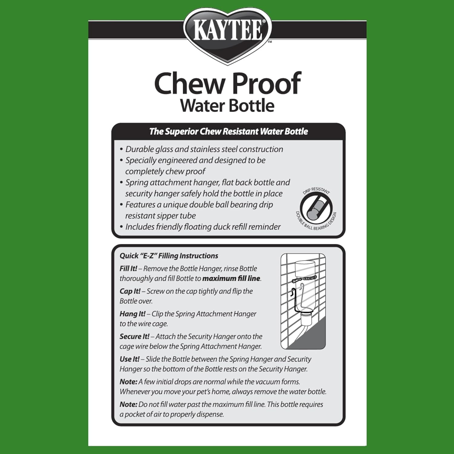 image:imageKaytee ChewProof Water Bottle for Pet Ferrets and Rabbits 26 ozclear