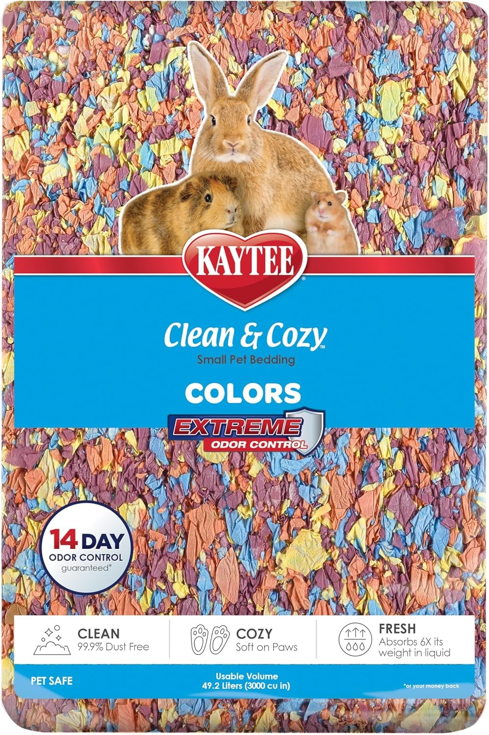 image:imageKaytee Clean amp Cozy Colors Small Animal Bedding with Extreme Odor Control Kaleidoscope 492 LitersKaleidoscope