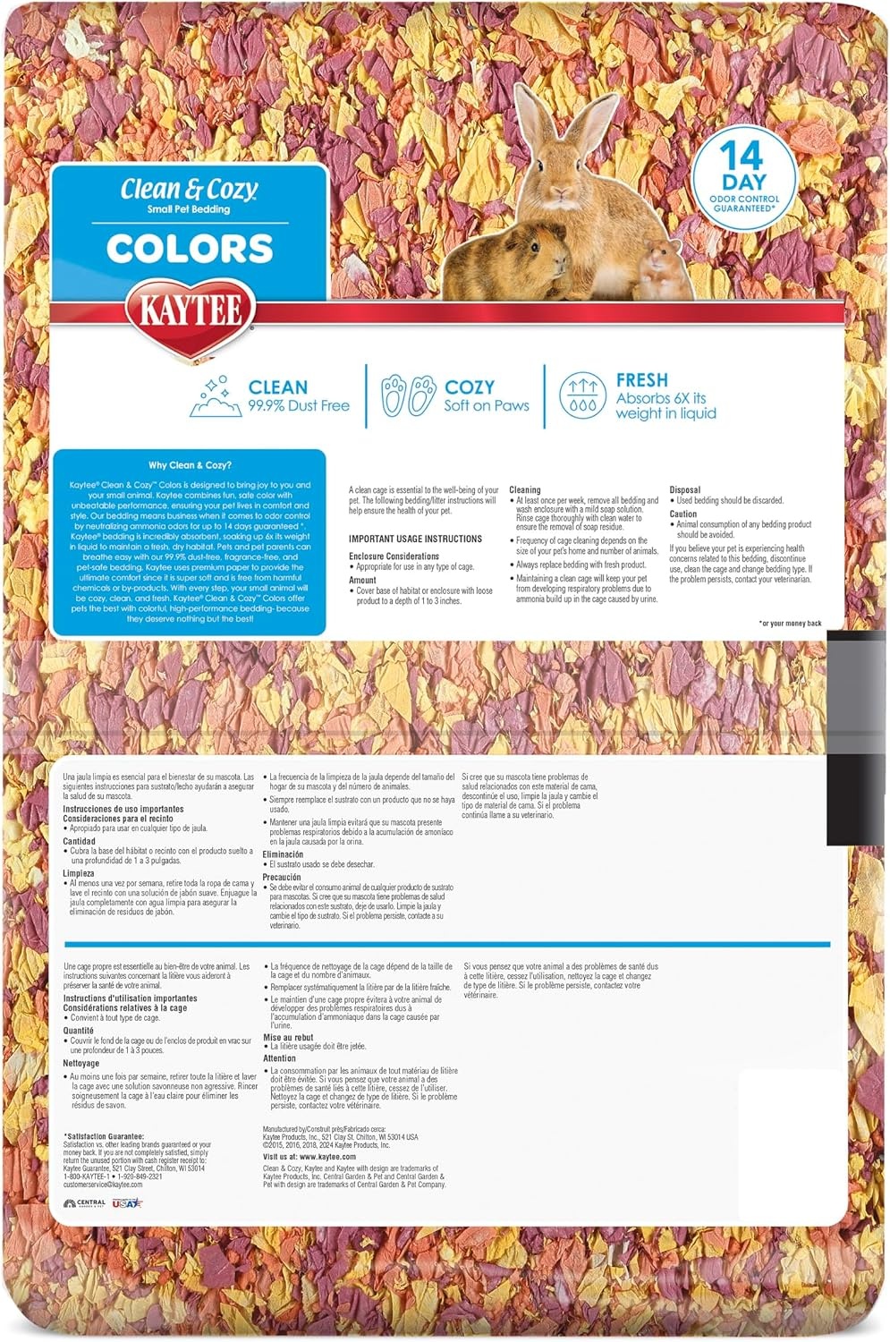 image:imageKaytee Clean amp Cozy Colors Small Animal Bedding with Extreme Odor Control Kaleidoscope 492 LitersSunset