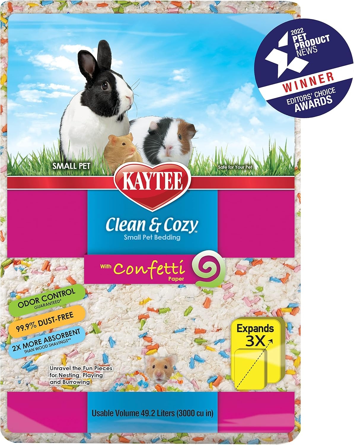 image:imageKaytee Clean amp Cozy Confetti Bedding for Pet Guinea Pigs Rabbits Hamsters Gerbils and Chinchillas 492 LitersConfetti