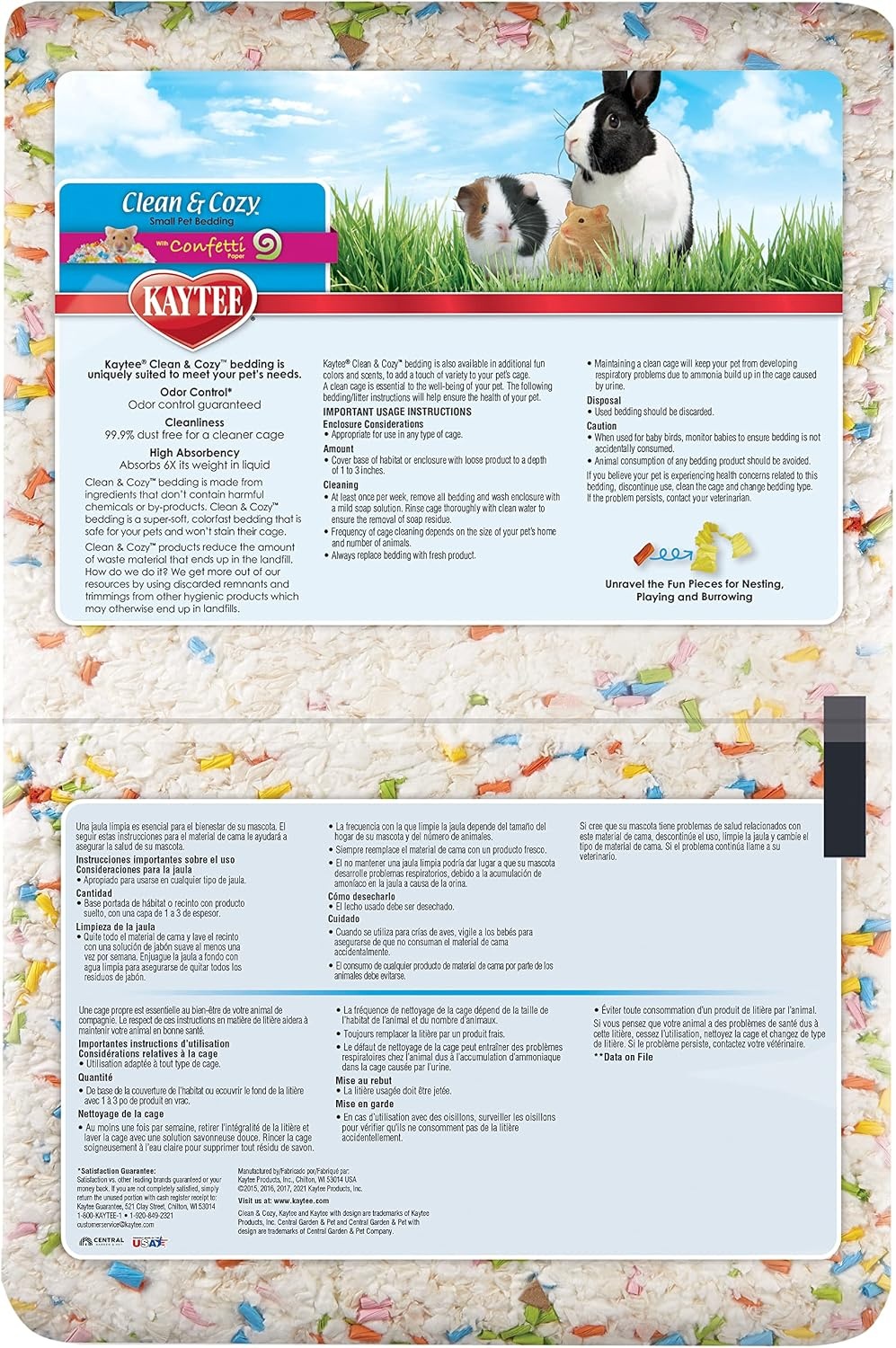 image:imageKaytee Clean amp Cozy Confetti Bedding for Pet Guinea Pigs Rabbits Hamsters Gerbils and Chinchillas 492 LitersConfetti