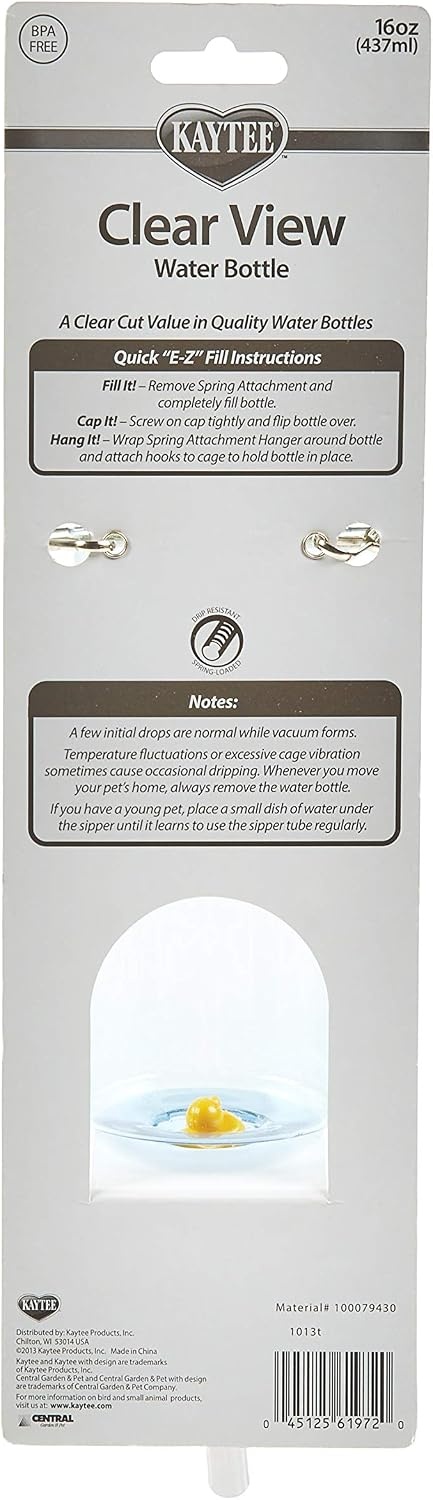 image:imageKaytee Clear View Water Bottle for Pet Rabbits Ferrets and Guinea Pigs 32 oz16 oz Pack of 1