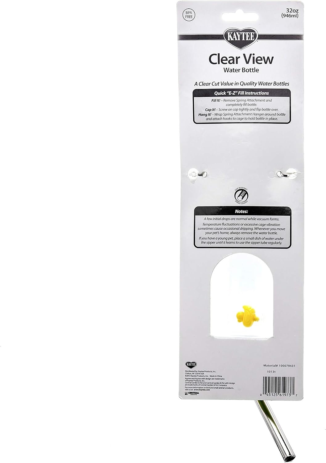 image:imageKaytee Clear View Water Bottle for Pet Rabbits Ferrets and Guinea Pigs 32 oz32 oz Pack of 1