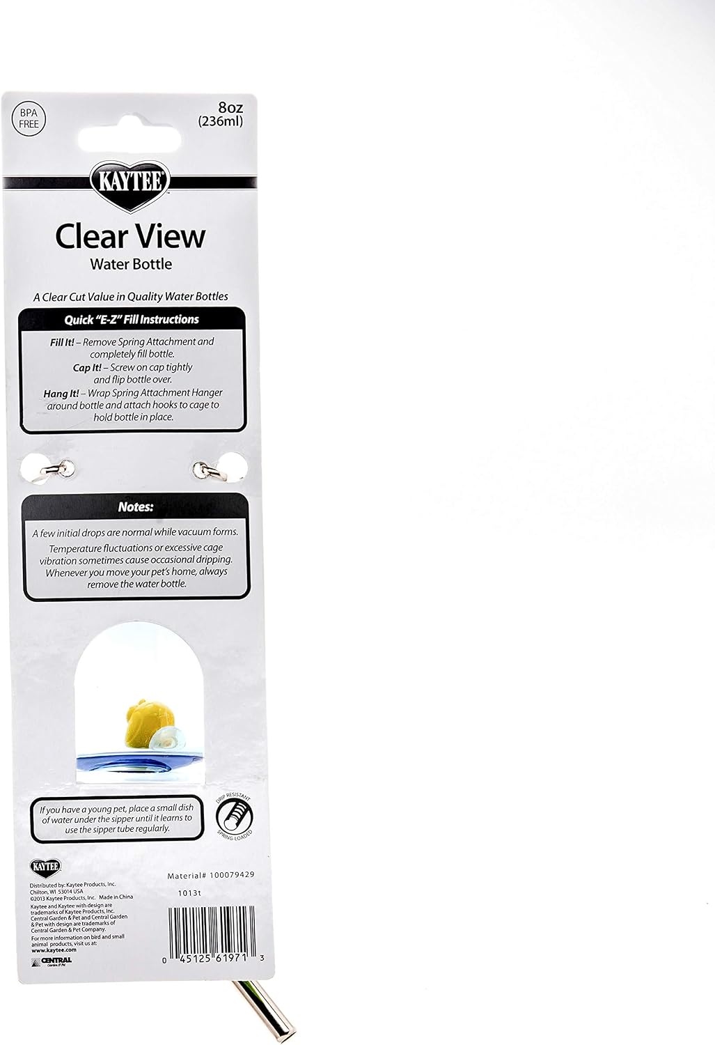 image:imageKaytee Clear View Water Bottle for Pet Rabbits Ferrets and Guinea Pigs 32 oz8 oz Pack of 1