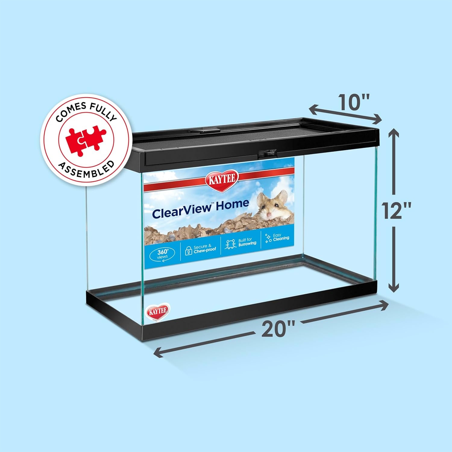 image:imageKaytee Clearview Home Bundle Glass Hamster Habitat Bedding 20 InchesTank wCover Bundle