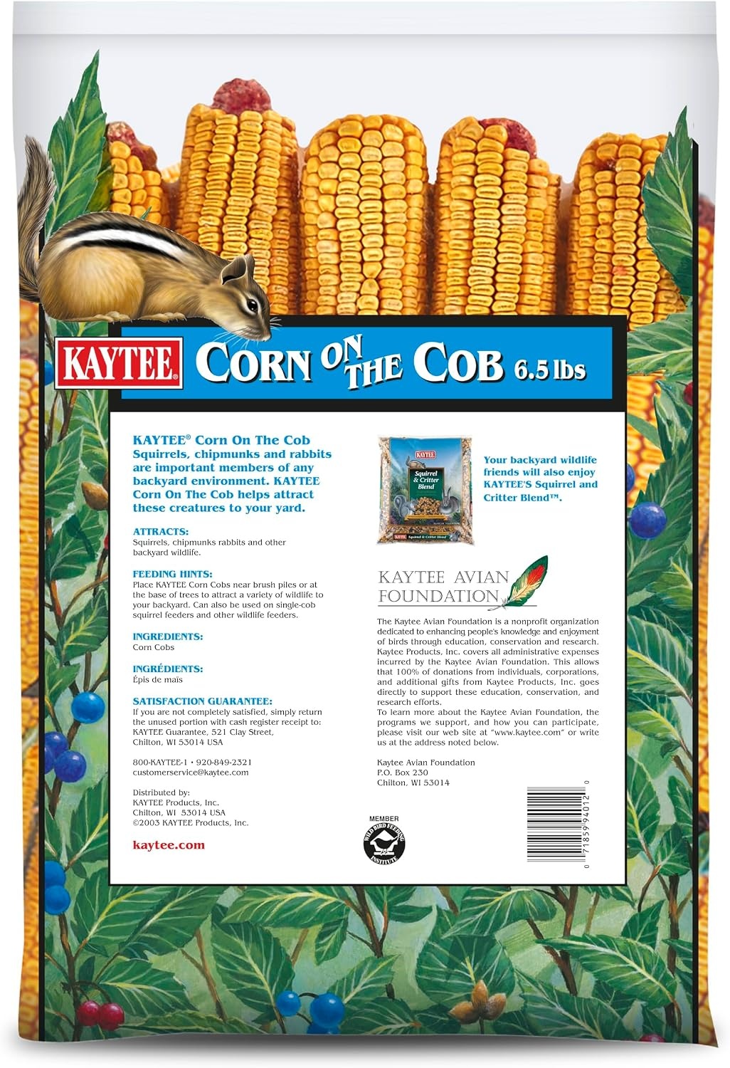 image:imageKaytee Corn on the Cob for Wildlife Feeding Squirrels amp Deer 65 lb65 Pound Pack of 1