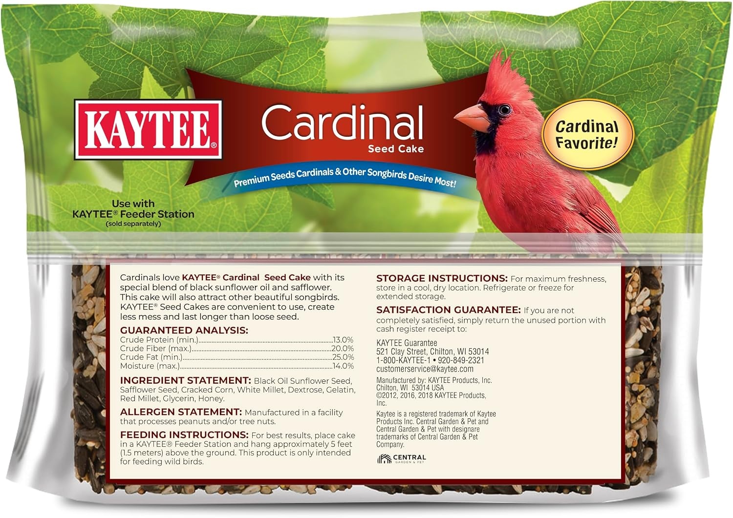 image:imageKaytee CornaPlenty Seed Cake Food for Wild Squirrels Chipmunks Rabbits amp Other Backyard Wildlife 25 Pounds 4 CountCardinal 4 Count