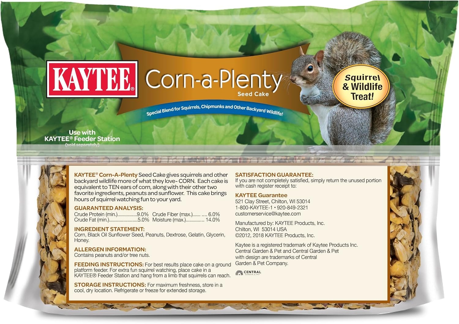 image:imageKaytee CornaPlenty Seed Cake Food for Wild Squirrels Chipmunks Rabbits amp Other Backyard Wildlife 25 Pounds 4 CountCornAPlenty 4 Count