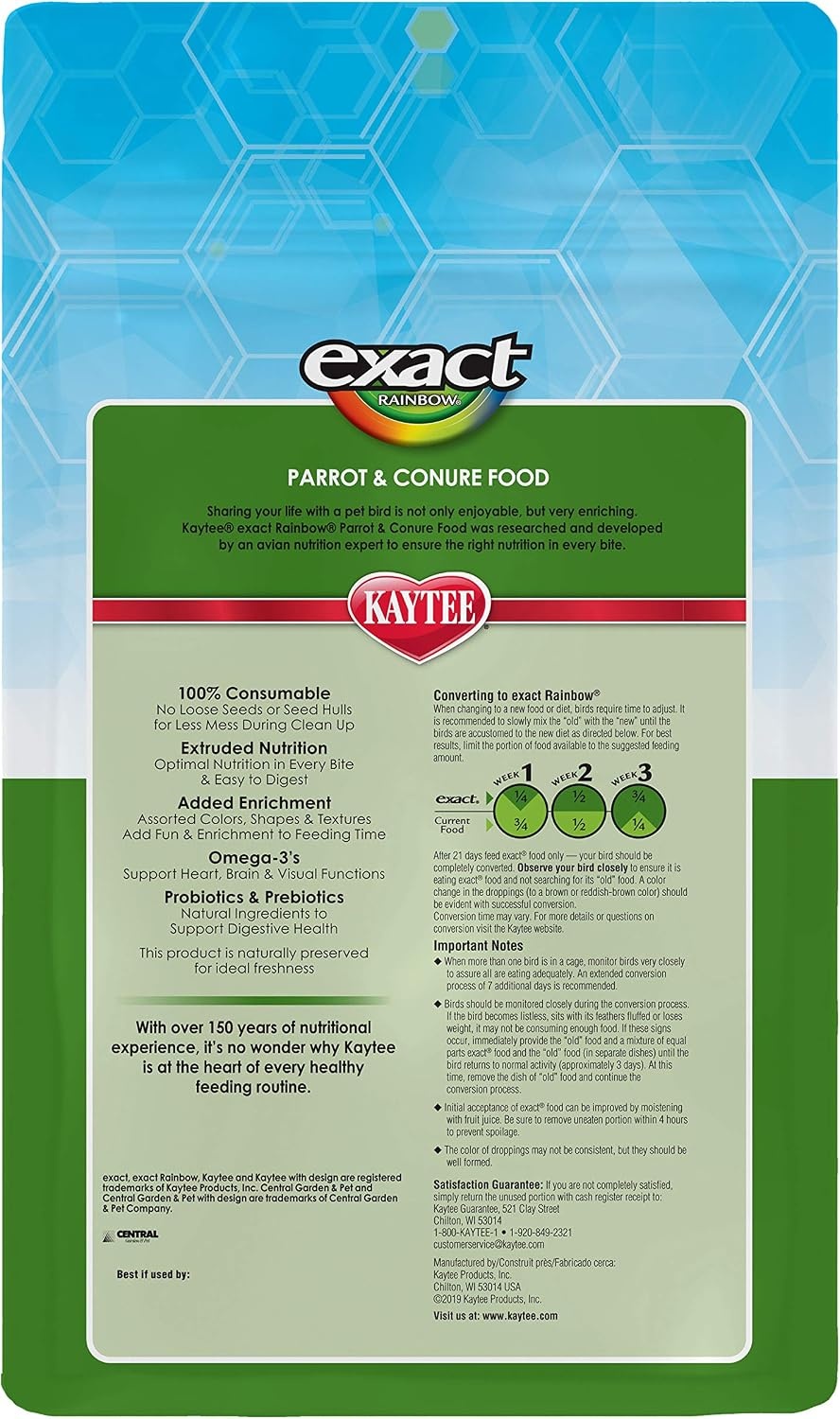 image:imageKaytee Exact Rainbow Pet Parrot amp Conure Food 4 Pound25 Pound Pack of 1