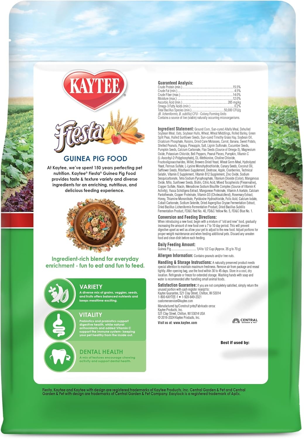 image:imageKaytee Fiesta Guinea Pig Food Nutritious Blend 25 Pounds25 Pound Pack of 1