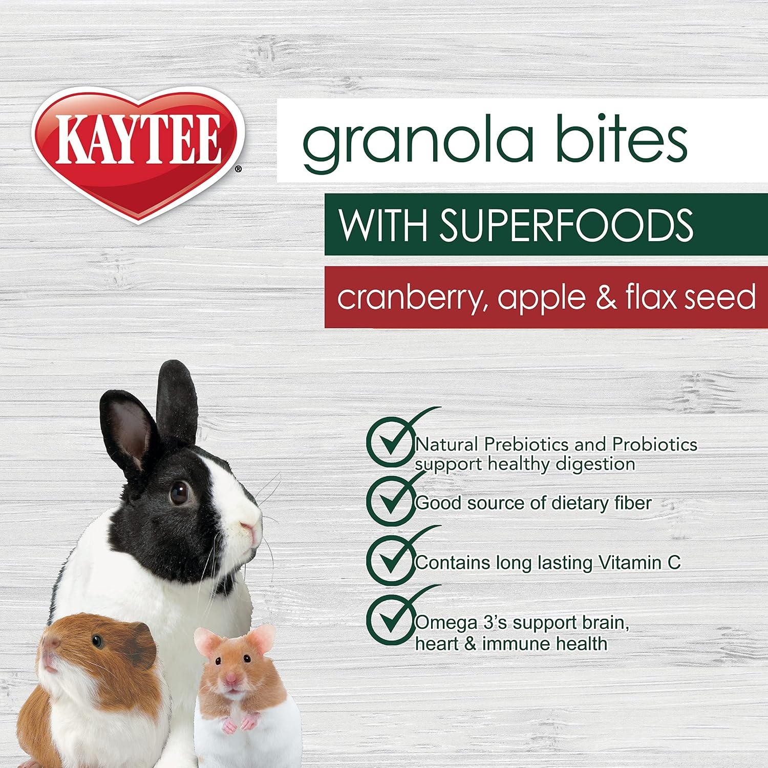 image:imageKaytee Granola Bites with Superfoods Spinach and Carrot for Rats Mice Hamsters Gerbils Rabbits Guinea Pigs and Chinchillas 45oz45 Ounce Pack of 1