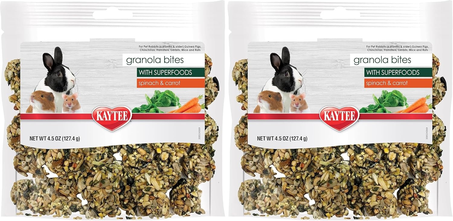 image:imageKaytee Granola Bites with Superfoods Spinach and Carrot for Rats Mice Hamsters Gerbils Rabbits Guinea Pigs and Chinchillas 45oz45 Ounce Pack of 2