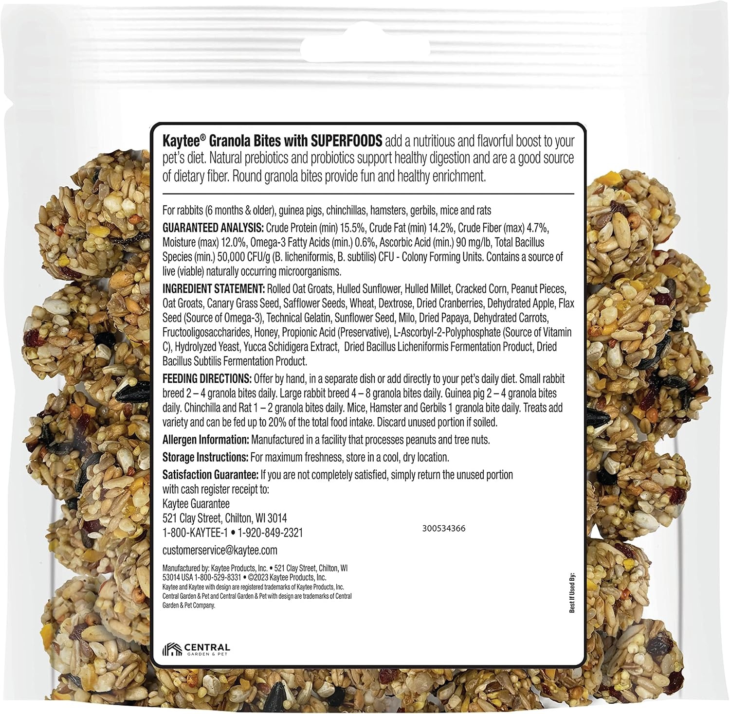 image:imageKaytee Granola Bites with Superfoods Spinach and Carrot for Rats Mice Hamsters Gerbils Rabbits Guinea Pigs and Chinchillas 45oz45 Ounce Pack of 2