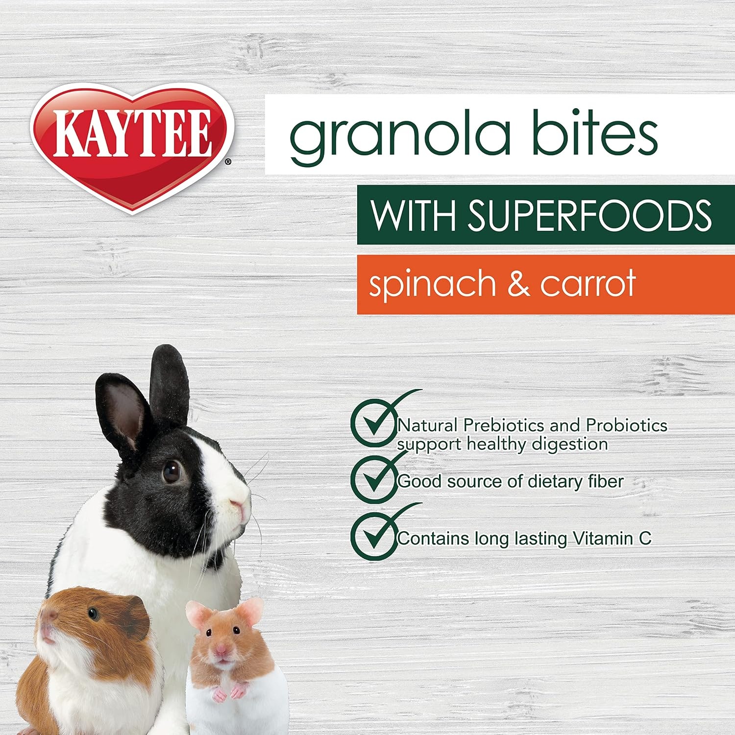 image:imageKaytee Granola Bites with Superfoods Spinach and Carrot for Rats Mice Hamsters Gerbils Rabbits Guinea Pigs and Chinchillas 45oz45 Ounce Pack of 2