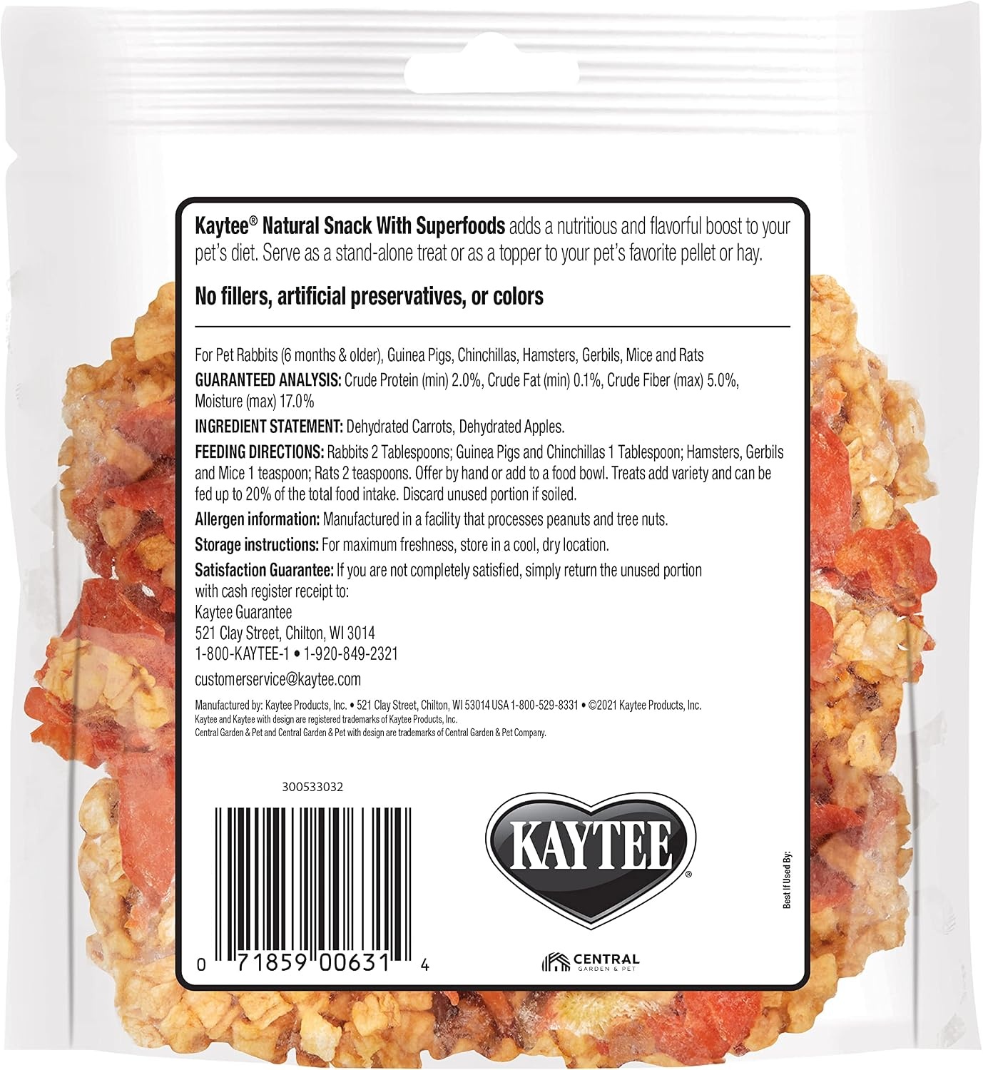 image:imageKaytee Natural Snack with Superfoods For Pet Guinea Pigs Rabbits Hamsters and Other Small Animals Apple amp Carrot 25 Ounces25 Ounce Pack of 2