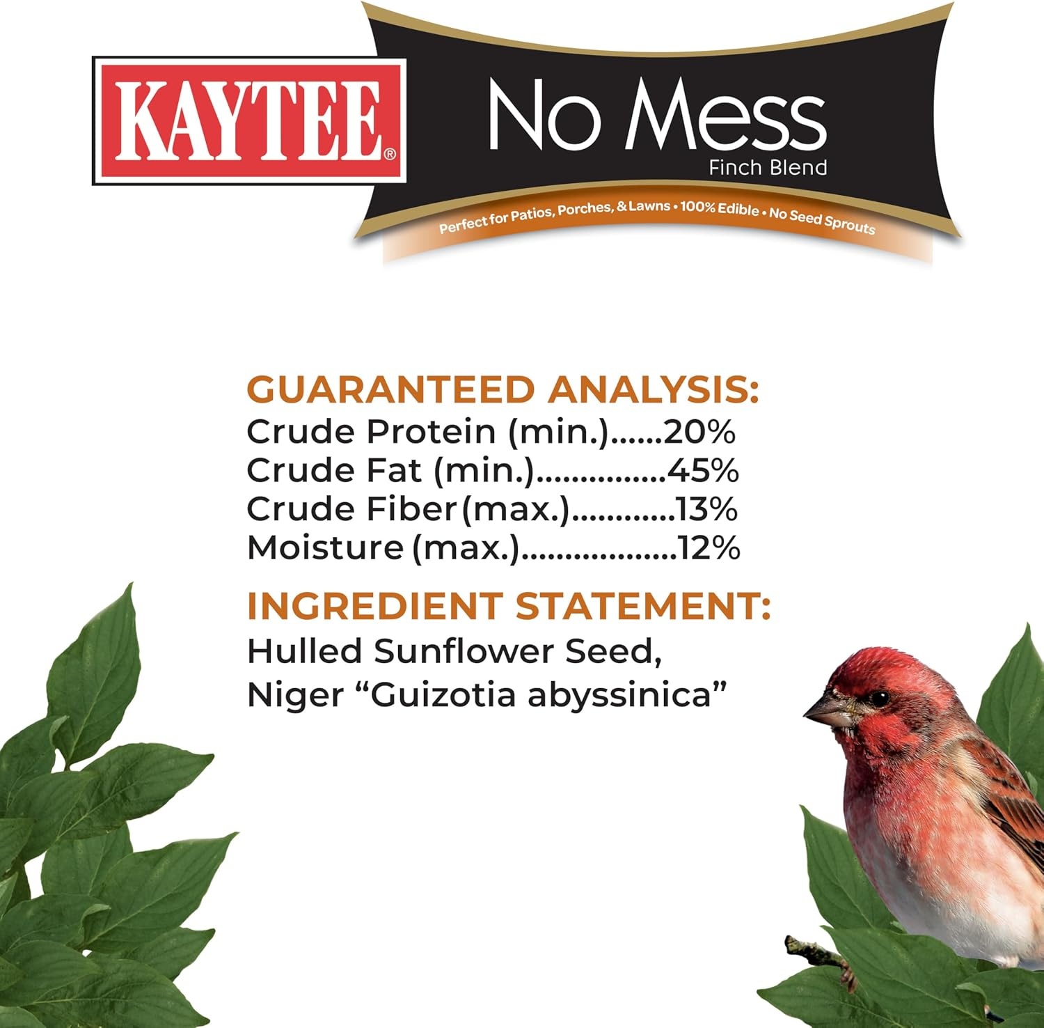 image:imageKaytee No Mess Finch Seed and Nyjer Blend Attracts Goldfinches Chickadees Junos Finches and Other Wild Birds 8 Pounds8 Pound Pack of 1