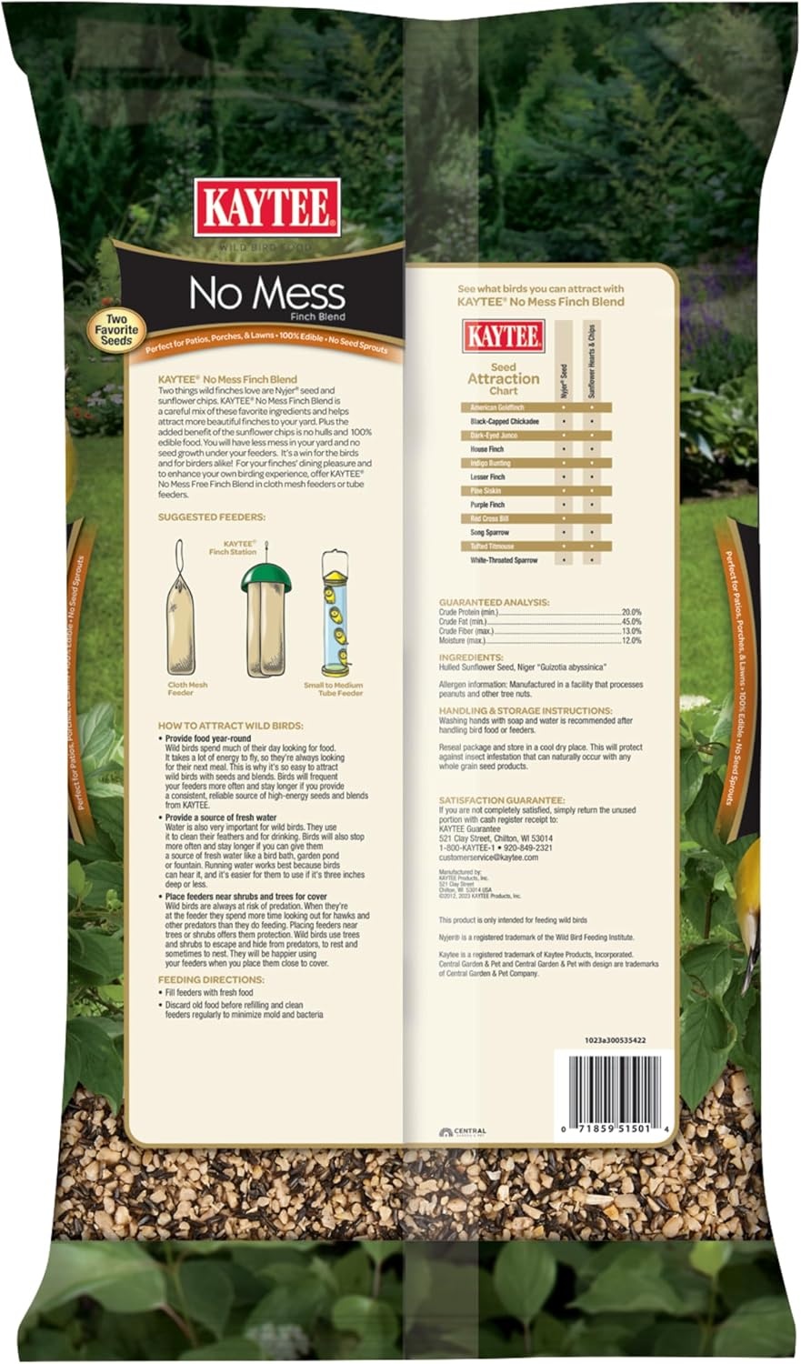 image:imageKaytee No Mess Finch Seed and Nyjer Blend Attracts Goldfinches Chickadees Junos Finches and Other Wild Birds 8 Pounds8 Pound Pack of 1