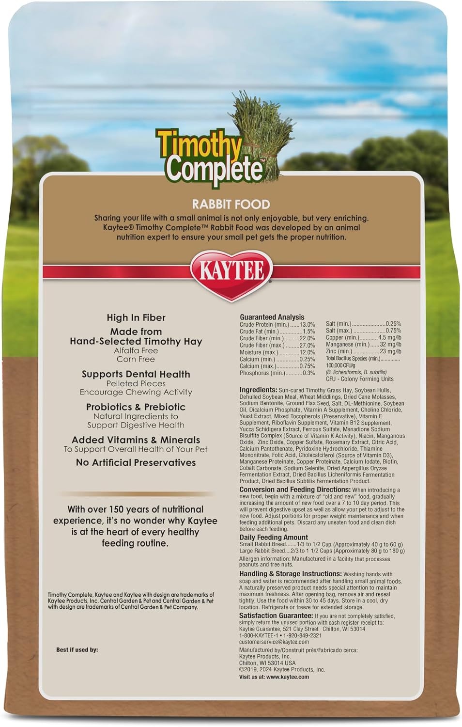 image:imageKaytee Rabbit Food Timothy Complete Rabbit Food Pellets 95 Pounds45 Pound Pack of 1