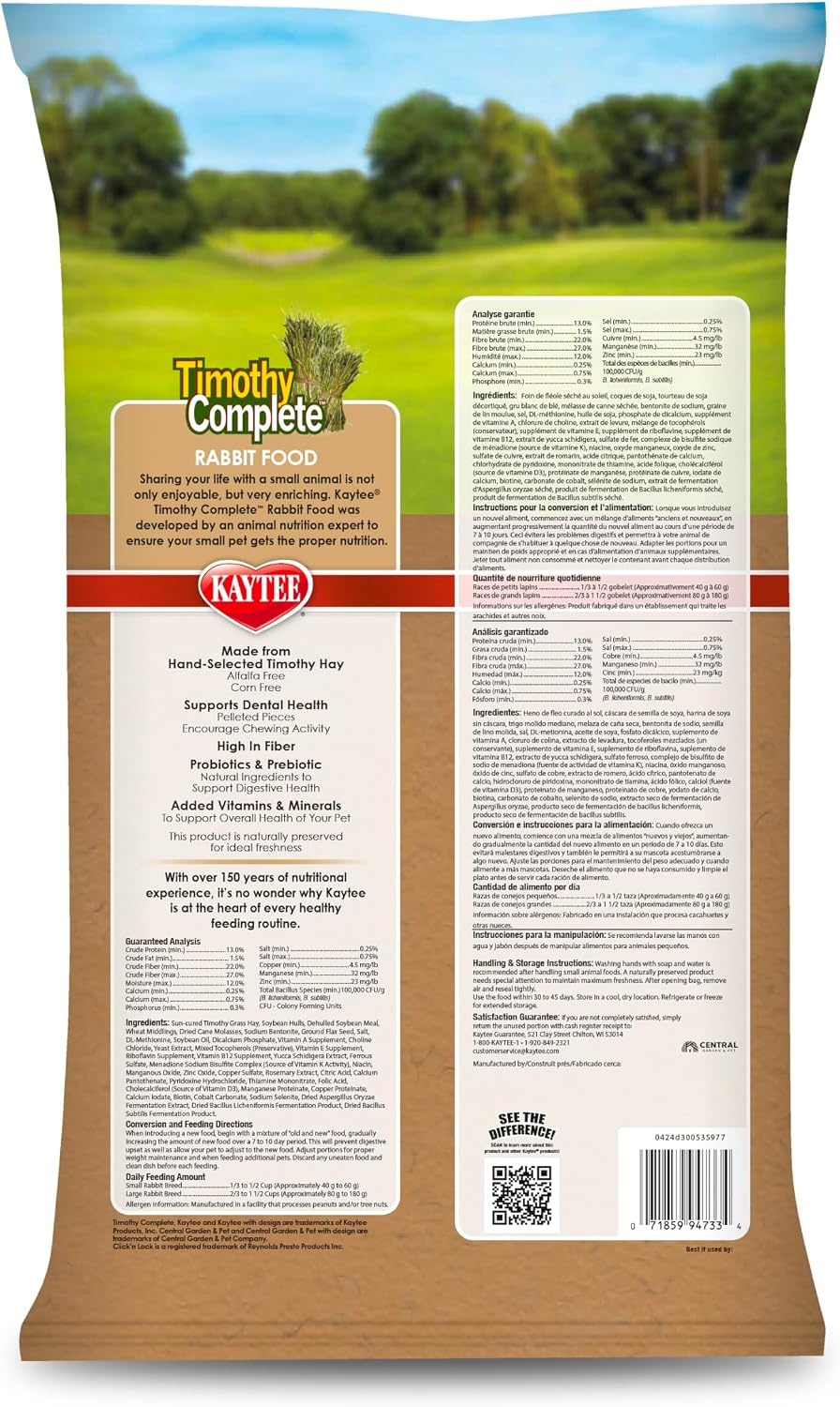 image:imageKaytee Rabbit Food Timothy Complete Rabbit Food Pellets 95 Pounds95 Pound Pack of 1
