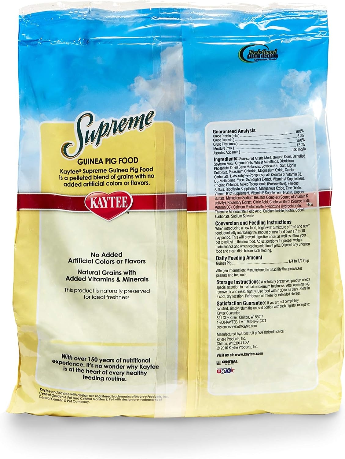 image:imageKaytee Supreme Guinea Pig Food Unflavored 5 Lb5 Pound Pack of 1