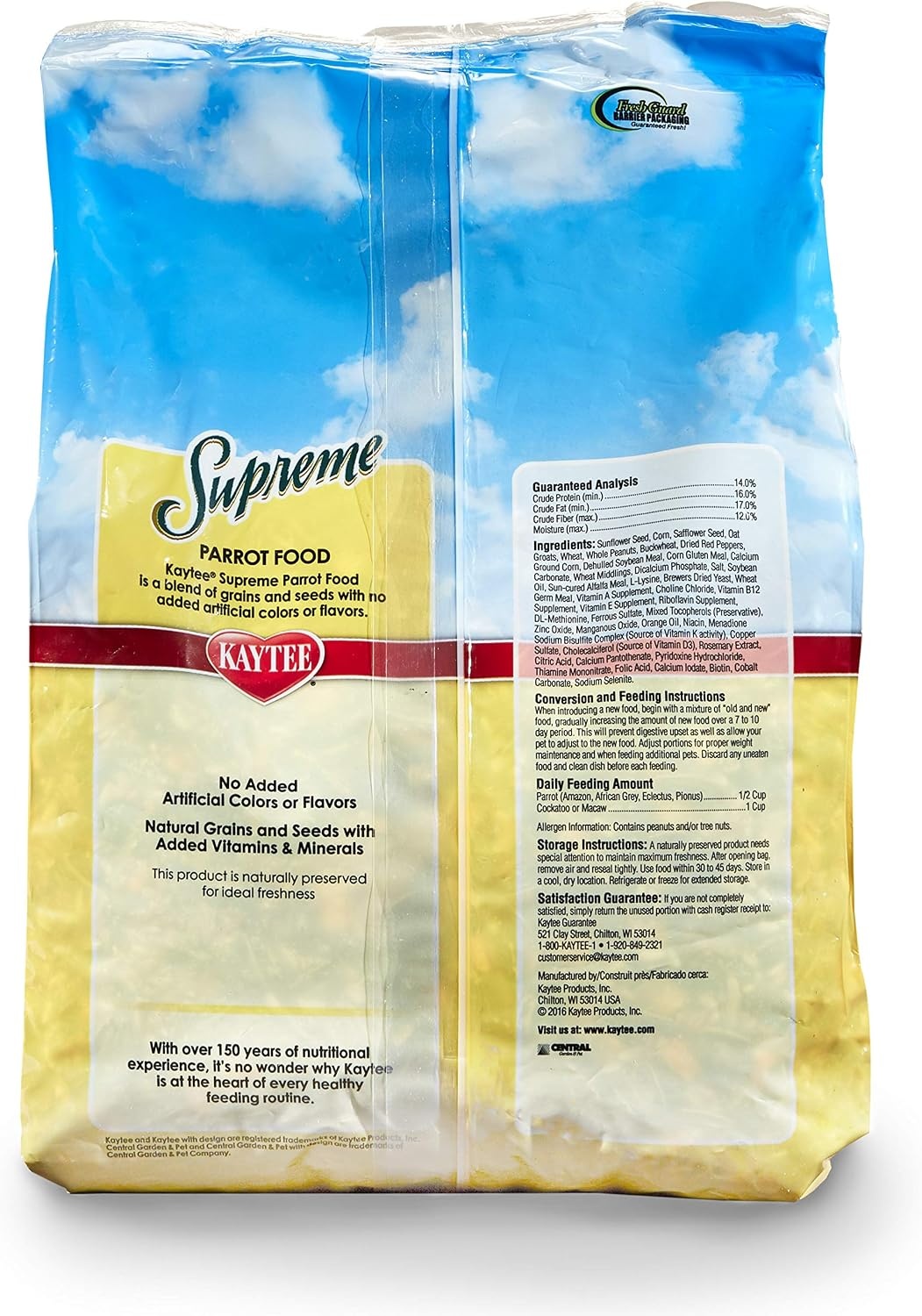 image:imageKaytee Supreme Pet Parrot Food Natural Seed amp Grain Blend 20 Pounds5 Pound Pack of 1