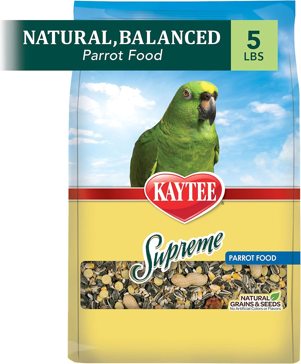 image:imageKaytee Supreme Pet Parrot Food Natural Seed amp Grain Blend 20 Pounds5 Pound Pack of 1