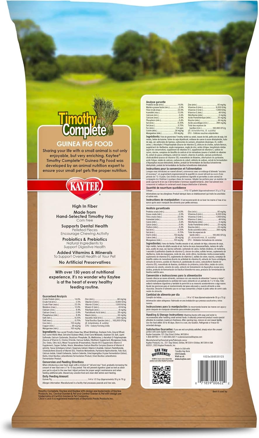 image:imageKaytee Timothy Complete Guinea Pig Food with Timothy Hay 25 Pounds95 Pound Pack of 1
