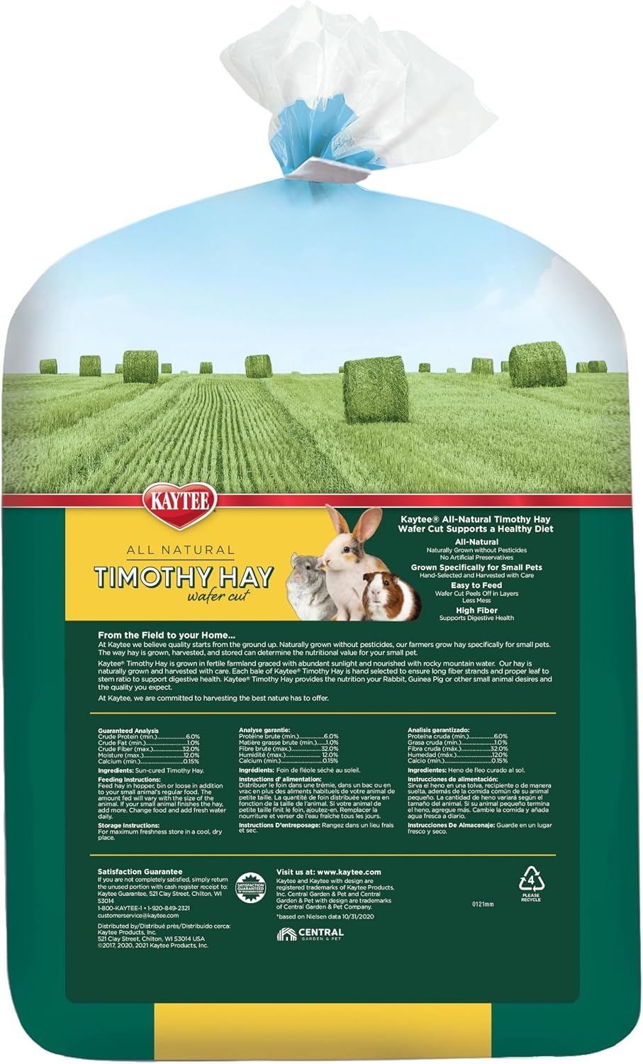 image:imageKaytee Wafer Cut Timothy Hay for Rabbit amp Guinea Pigs 180 Ounce375 Pound Pack of 1