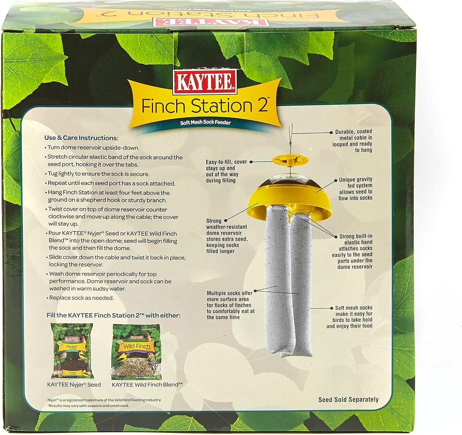 image:imageKaytee Wild Bird Finch Station 2 Soft Mesh Sock Feeder Includes Yellow 4 Socks2 Count Pack of 4