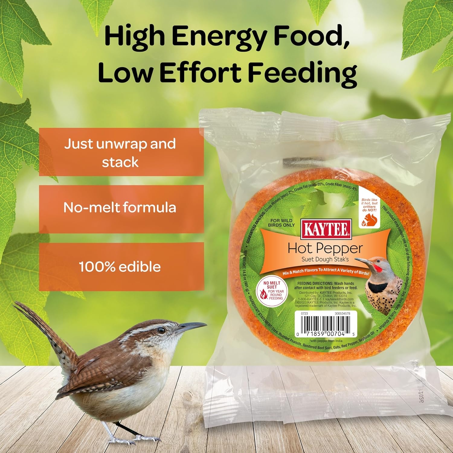 image:imageKaytee Wild Bird Food Peanut Crunch Suet Dough Stak 145 ozHot Pepper