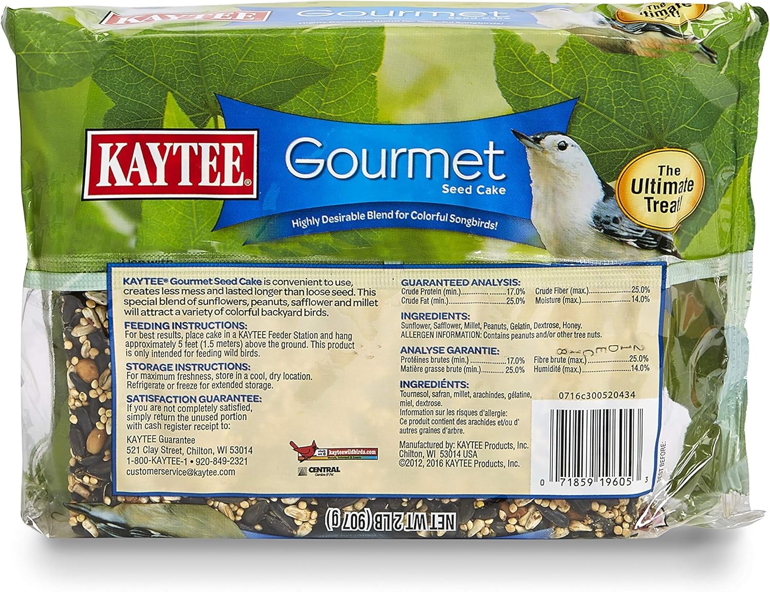 image:imageKaytee Wild Bird Gourmet Seed Cake For Cardinals Chickadees Juncos Titmice Woodpeckers and More 2 Pounds32 Ounce Pack of 2