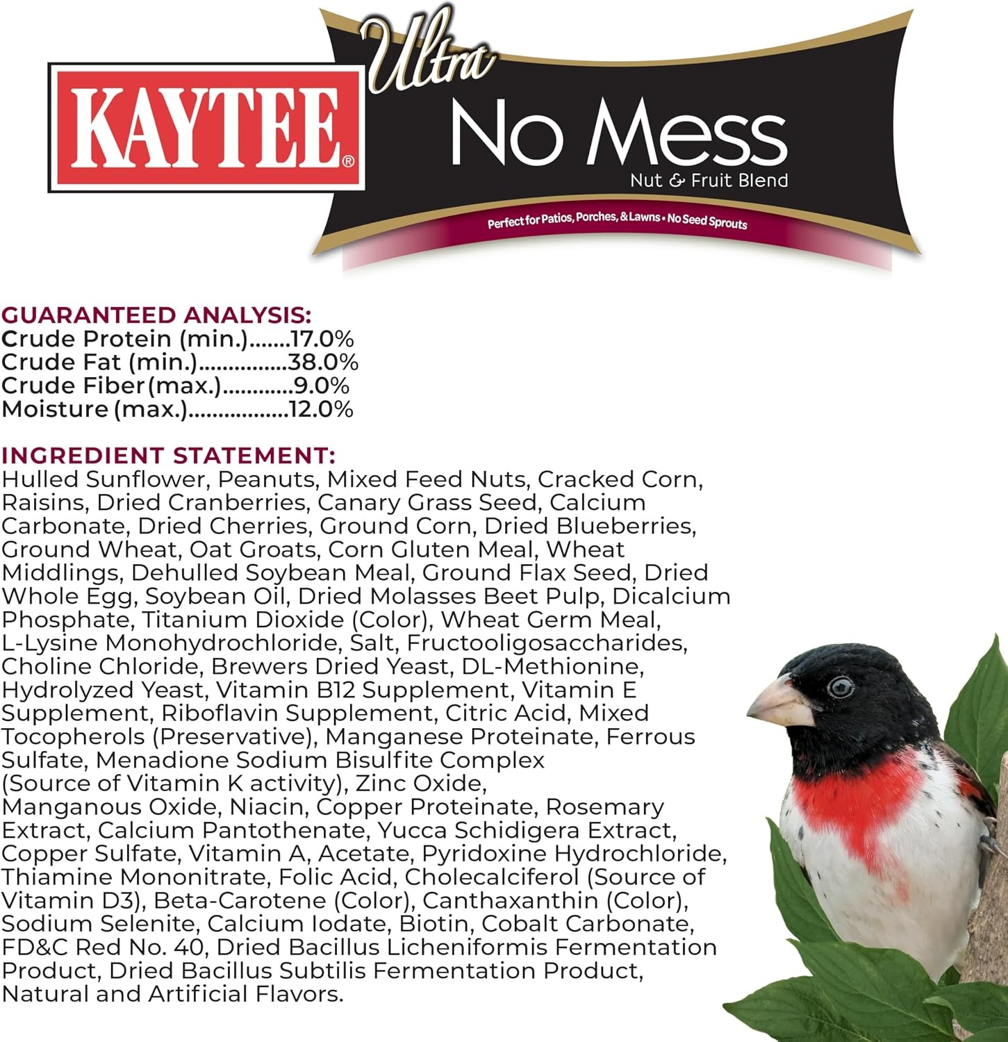 image:imageKaytee Wild Bird Ultra No Mess Nut amp Fruit Food Seed Blend For Blue Jays Woodpeckers Juncos Cardinals Grosbeaks Sparrows and Finches 55 Pound55 Pound Pack of 2