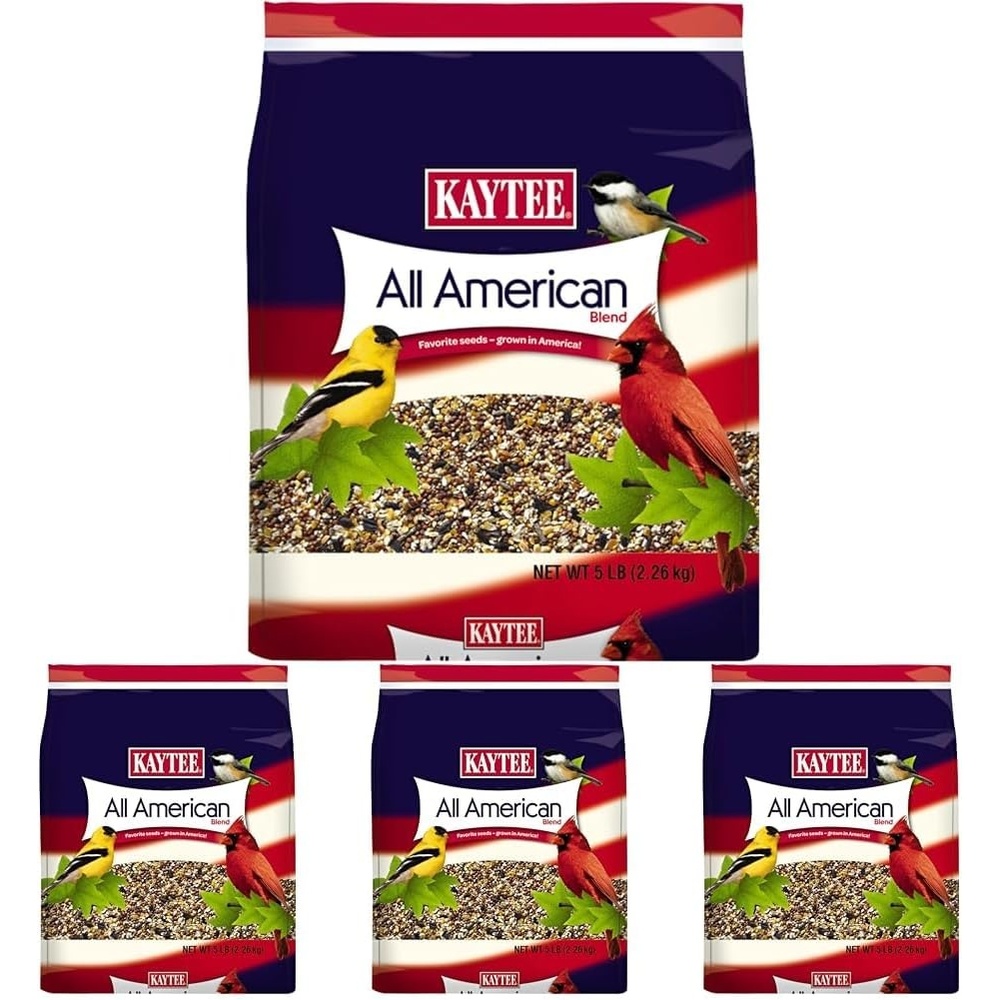 image:imageKaytee All American Wild Bird Food Seed Blend for Cardinals Blue Jays Finches amp Other Outdoor Wild Birds 5 Pounds5 Pound Pack of 4