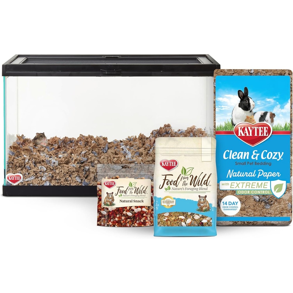 image:imageKaytee Clearview Home Bundle Glass Hamster Habitat Bedding 20 InchesTank wCover Bundle