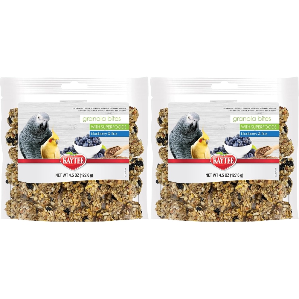image:imageKaytee Granola Bites with Super Foods Granola Bites and Flax for Pet Birds Conure Cockatiel Lovebird Parakeet Amazon African Grey Ecletus Pionus Cockatoos and Macaws 450 Ounce Pack of 145 Ounce Pack of 2