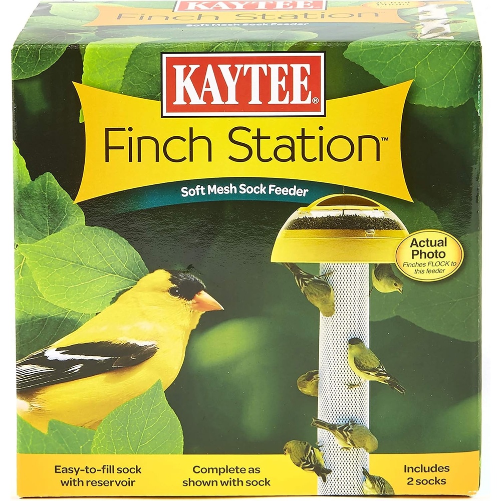 image:imageKaytee Wild Bird Finch Station 2 Soft Mesh Sock Feeder Includes Yellow 4 Socks1 Count Pack of 1