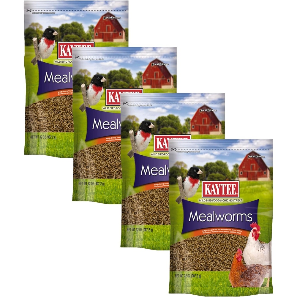 image:imageKaytee Wild Bird Food Mealworms For Bluebirds Wrens Robins Chickadees Woodpeckers Cardinals amp Chickens 35 Ounce2 Pound Pack of 4