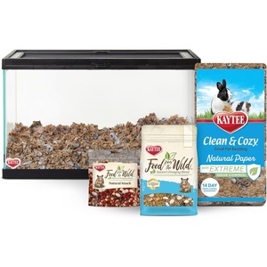 Kaytee Clearview Home Bundle Glass Hamster Habitat, Bedding, 20 Inches(Tank w/Cover Bundle)
