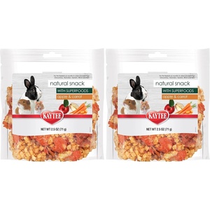 Kaytee Natural Snack with Superfoods For Pet Guinea Pigs, Rabbits, Hamsters, and Other Small Animals, Apple & Carrot, 2.5 Ounces(2.5 Ounce (Pack of 2))