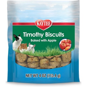 Kaytee Timothy Biscuits, Timothy Hay Bunny Treats for Rabbits, 4 Oz(Apple)