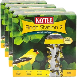 Kaytee Wild Bird Finch Station 2 Soft Mesh Sock Feeder, Includes, Yellow, 4 Socks(2 Count (Pack of 4))