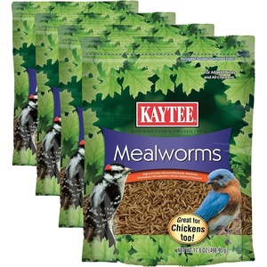 Kaytee Wild Bird Food Mealworms For Bluebirds, Wrens, Robins, Chickadees, Woodpeckers, Cardinals & Chickens, 3.5 Ounce(1.1 Pound (Pack of 4))